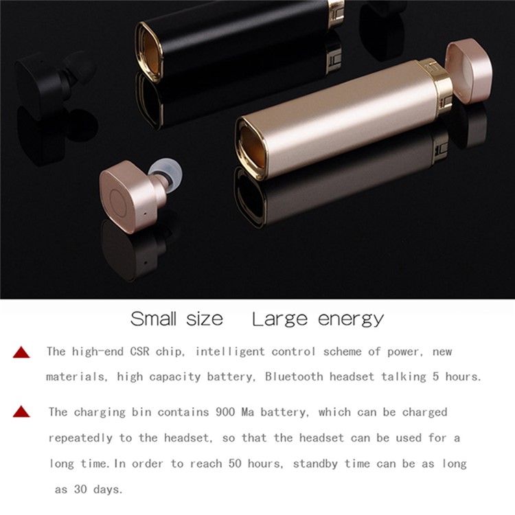 K1 Mini 2-In-1 Single Bluetooth Headset with Mic + USB Power Bank Battery Charger - Black-9