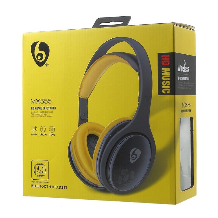 OVLENG Over-ear Mega Bass Bluetooth 4.1 Headset Support Microphone /TF Card/FM MX555 (CE,RoHS) - Black / Yellow-13