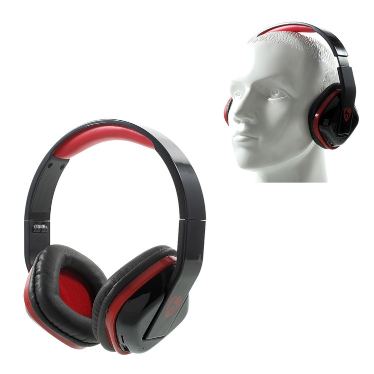 OVLENG MX222 Stereo Bluetooth Headset Support Microphone/AUX-in/TF Card/FM for iPhone Samsung - Black / Red-1