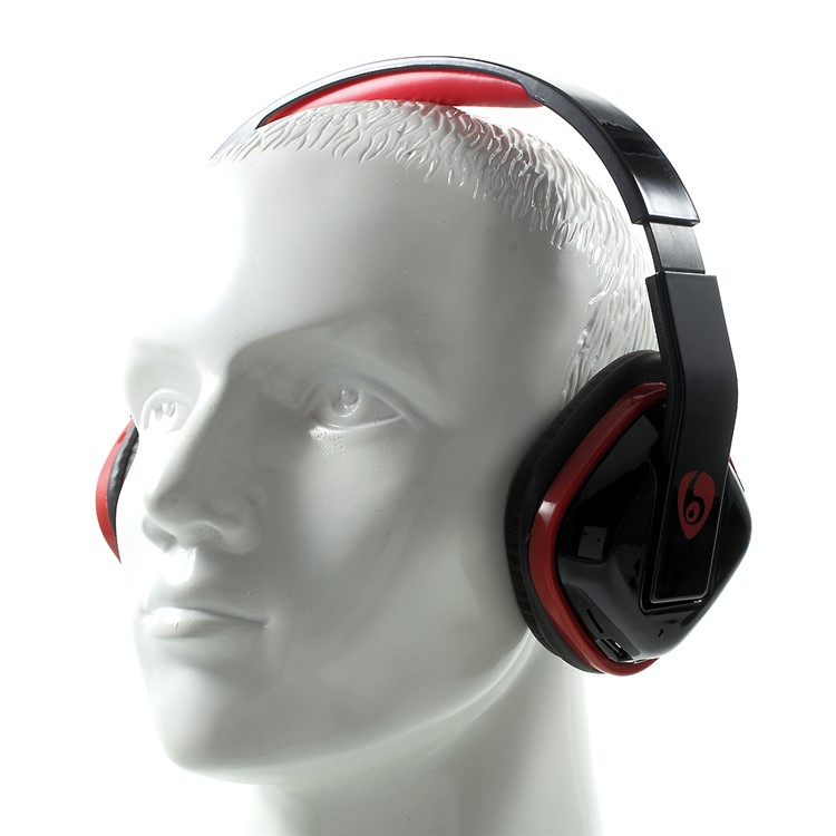 OVLENG MX222 Stereo Bluetooth Headset Support Microphone/AUX-in/TF Card/FM for iPhone Samsung - Black / Red-10