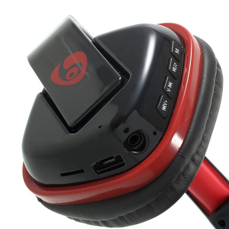 OVLENG MX222 Stereo Bluetooth Headset Support Microphone/AUX-in/TF Card/FM for iPhone Samsung - Black / Red-9