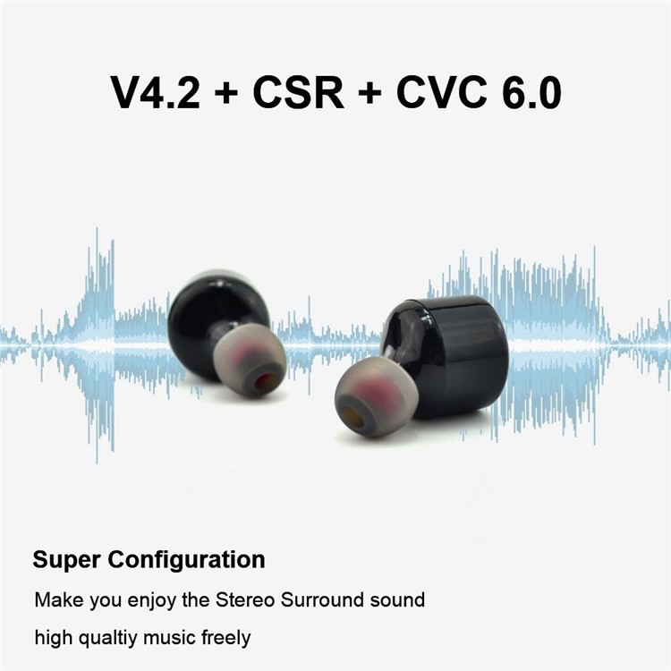 X1T Mini Invisible Earphones Wireless Bluetooth V4.2 Stereo Music In-ear Headset with Mic - Black-7