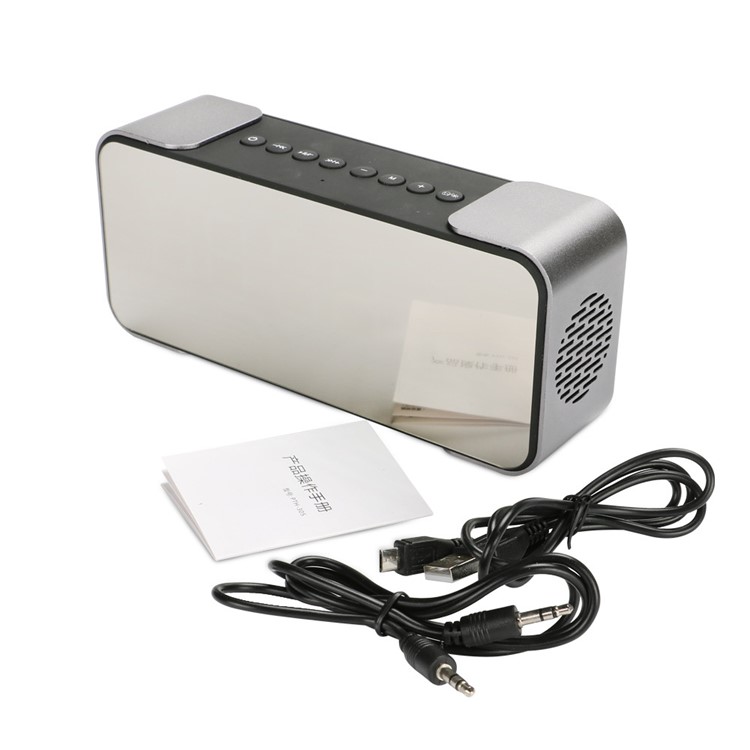 Metal Bluetooth 4.0 Speaker with Large LED Display, Support Aux-in/FM Radio/TF Card - Silver-3