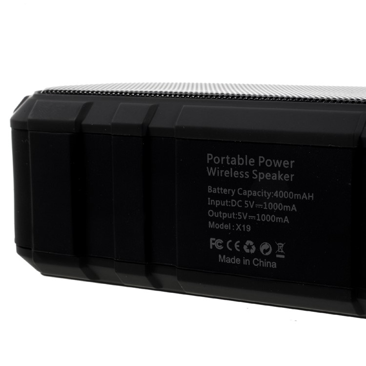 X19 2-In-1 Portable Outdoor Bluetooth Speaker Support TF Card/AUX-in + 4000mAh Power Bank - Black-5