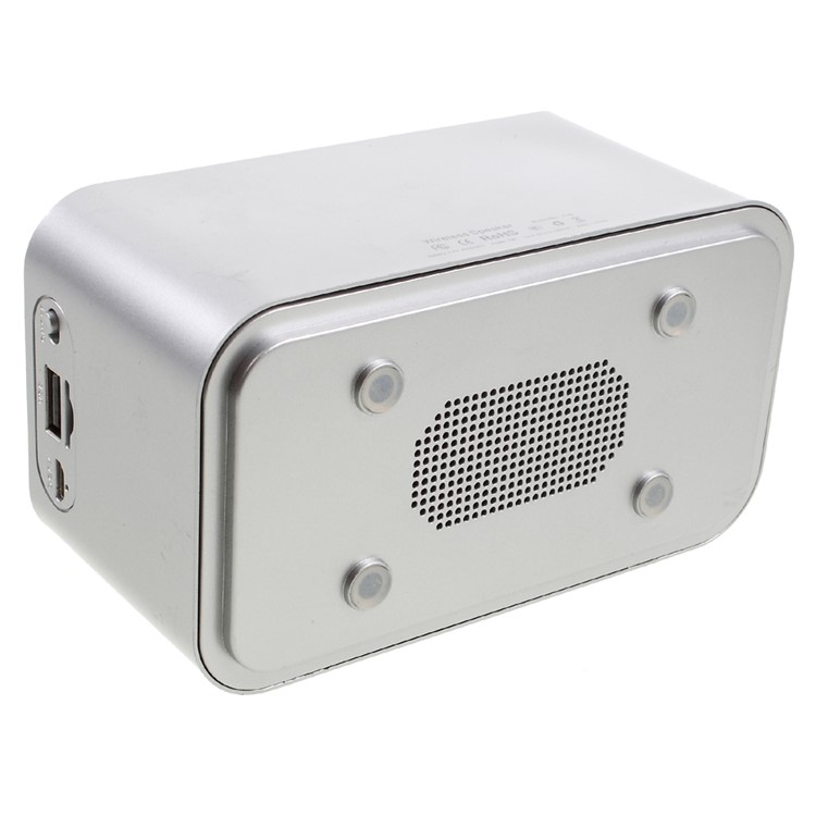 X16 Home Outdoor Bluetooth 4.0 Speaker with LED Display/Time/Alarm Clock/FM - Silver-4