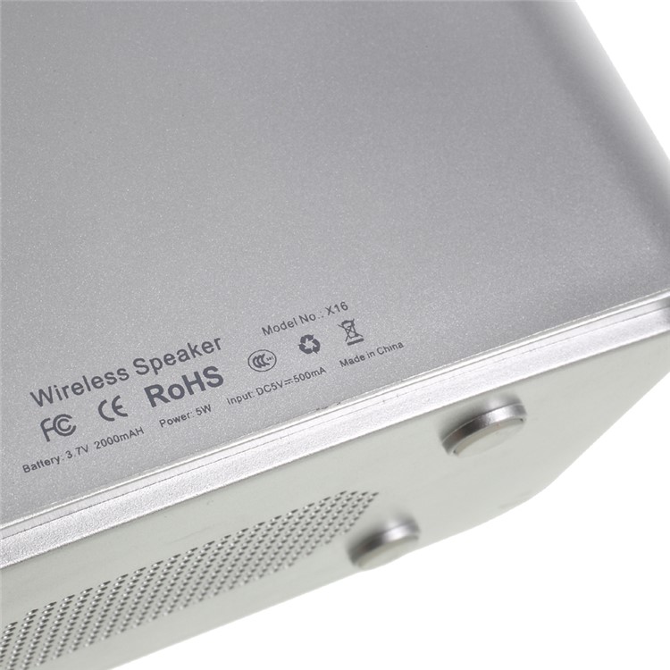 X16 Home Outdoor Bluetooth 4.0 Speaker with LED Display/Time/Alarm Clock/FM - Silver-5