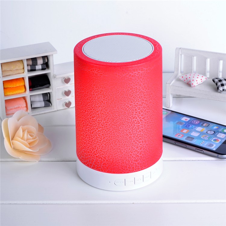 Wireless Bluetooth Speaker with 7 Color Changing Light Support Microphone/TF Card/FM/AUX-in - Red-3