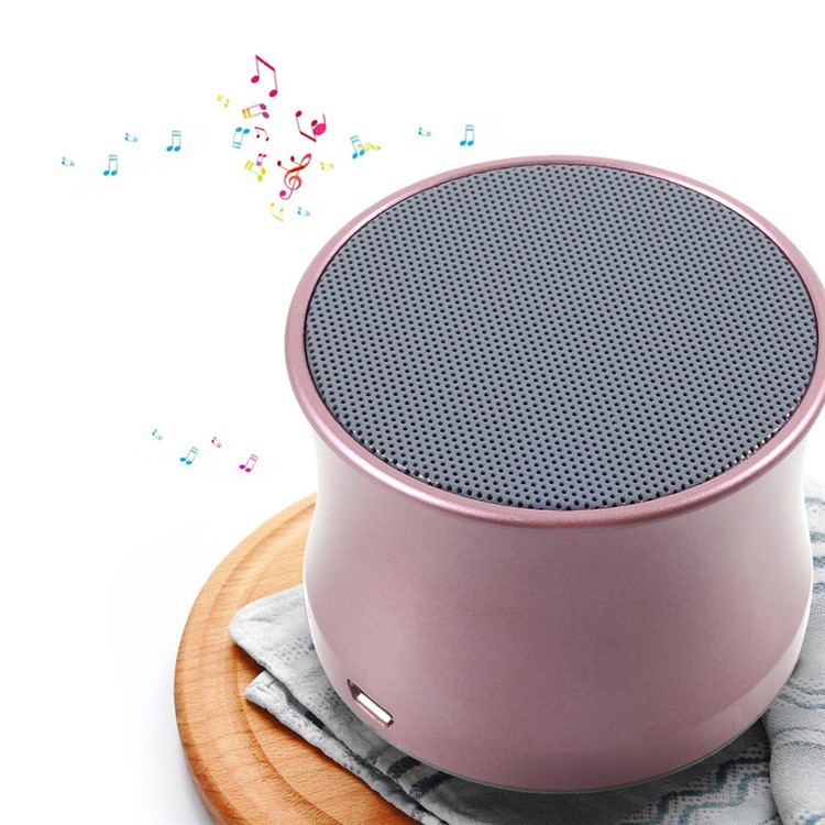 

KS-01 Music Mini Bluetooth Speaker Metal Shell with Microphone and TF Card Port - Rose Gold Color