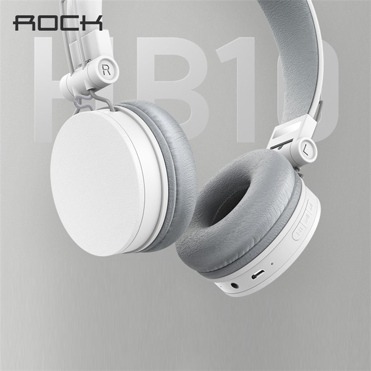 ROCK HB10 Bluetooth 4.0 Headphone Stereo Hands-free Earphone with Mic/3.5mm Jack for iPhone Samsung Etc - White-2
