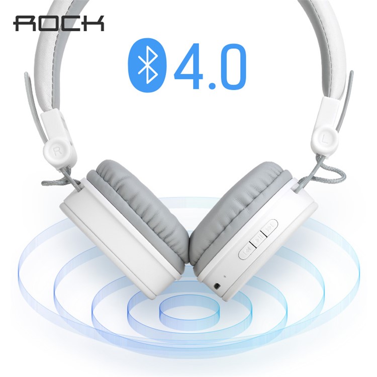ROCK HB10 Bluetooth 4.0 Headphone Stereo Hands-free Earphone with Mic/3.5mm Jack for iPhone Samsung Etc - White-3