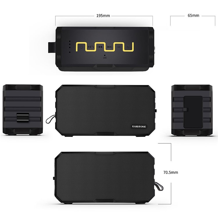F5 2 in 1 Waterproof Bluetooth Speaker + 2600mAh Portable Power Bank - Black-6