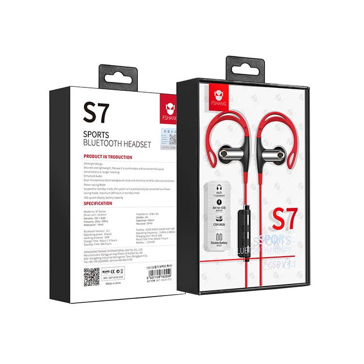 FSHANG S7 Bluetooth Outdoor Sports Headphone Ear-hook Design HiFi Headset with Mic - Black-3