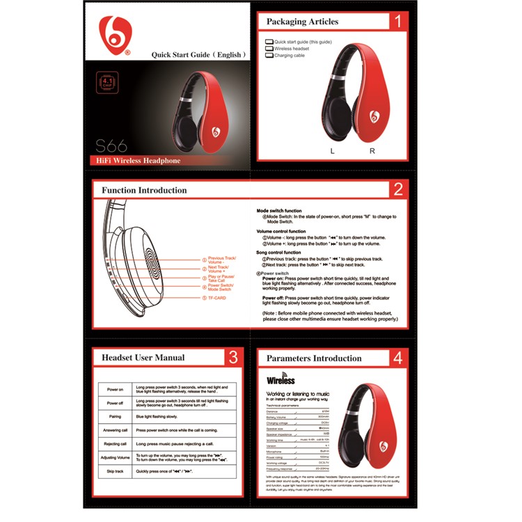 OVLENG S66 HiFi Wireless Bluetooth 4.1 Over-ear Headset with Microphone - Black-14