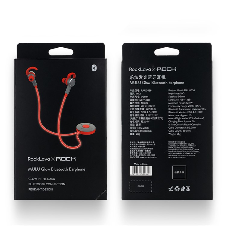 ROCK Luminous Bluetooth In-ear Headphone Sweat-proof Sport Earphone for iPhone Samsung Huawei Etc - White-3
