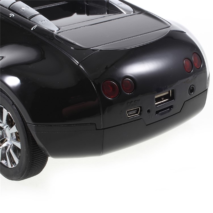 JKR DS-370BT Car Model Portable Bluetooth Speaker with Mic/LED Flash Light/USB/TF Card Slot/AUX-in/FM - Black-6