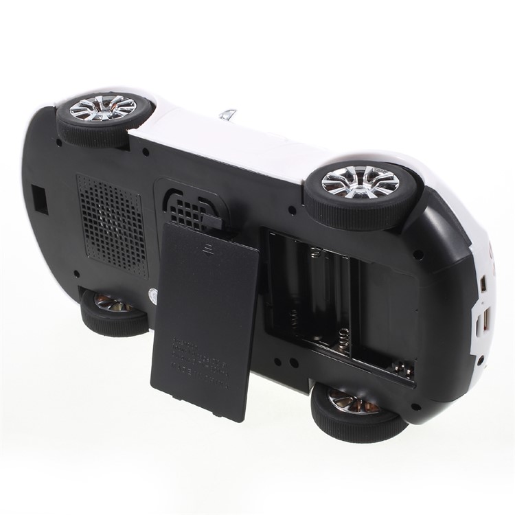 JKR DS-370BT Mini Car Model Bluetooth Speaker with Mic/LED Flash Light/USB/TF Card Slot/AUX-in/FM - White-10