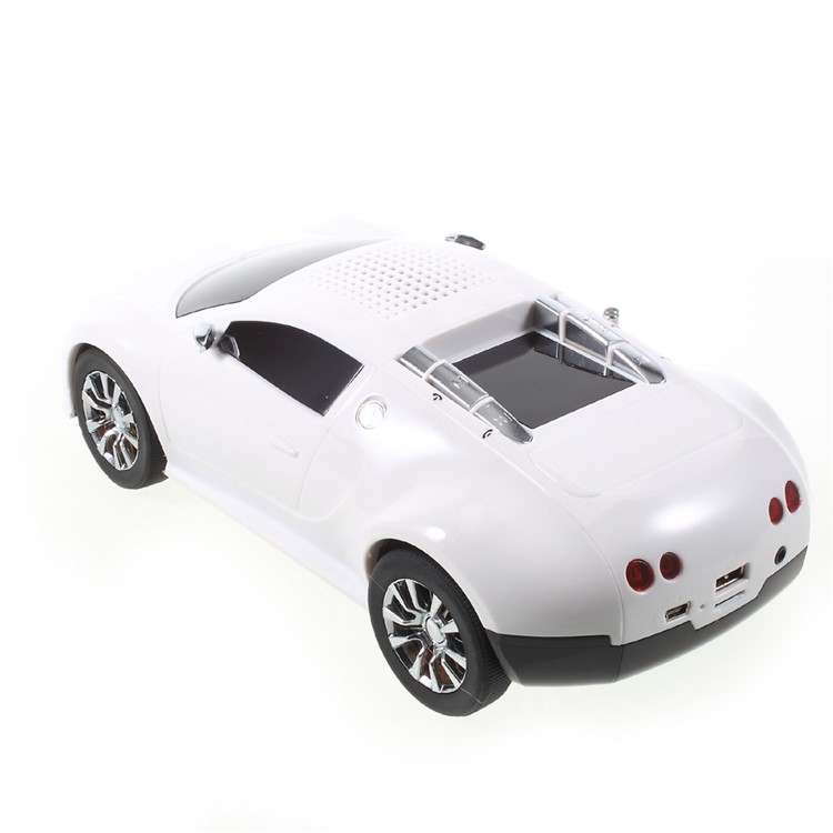 JKR DS-370BT Mini Car Model Bluetooth Speaker with Mic/LED Flash Light/USB/TF Card Slot/AUX-in/FM - White-3