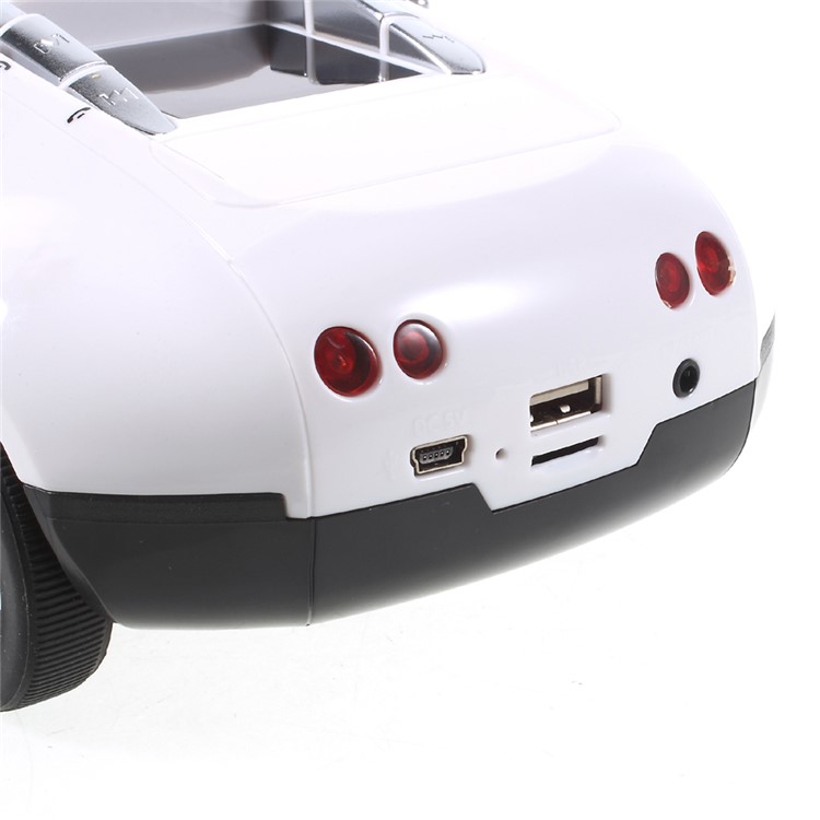 JKR DS-370BT Mini Car Model Bluetooth Speaker with Mic/LED Flash Light/USB/TF Card Slot/AUX-in/FM - White-9