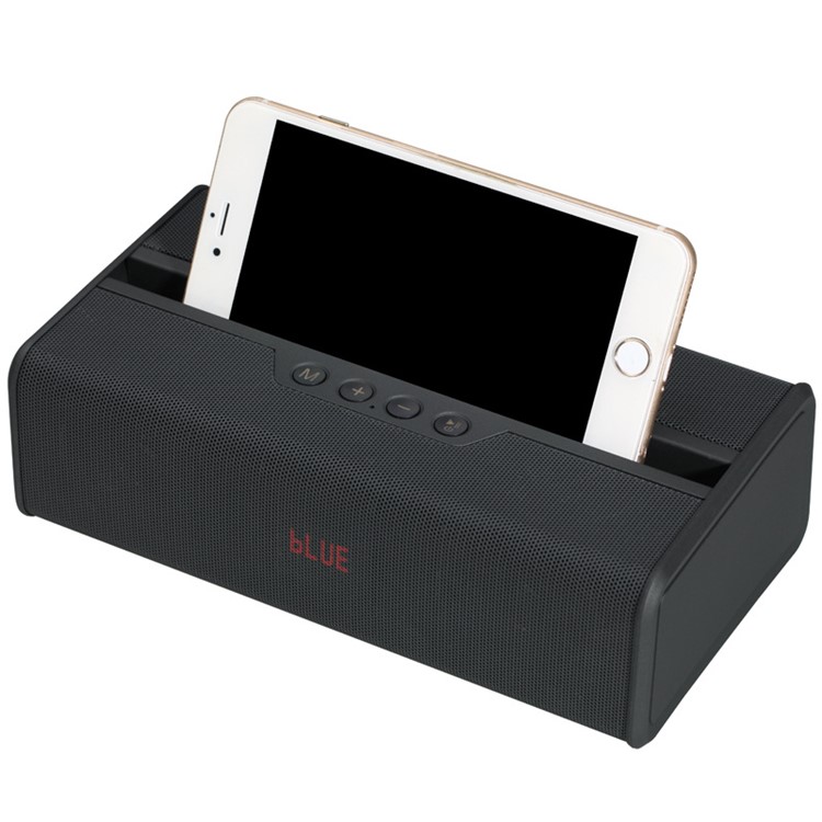 Multi-function FM Transmitter Bluetooth Speaker With LED Clock Display/Phone Stand/TF Card Slot - Black-1