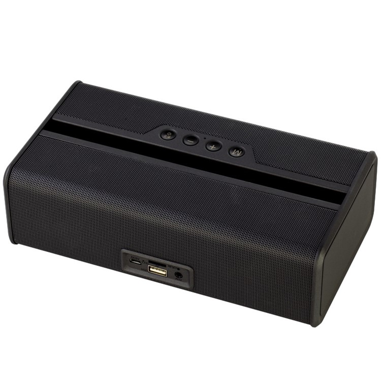 Multi-function FM Transmitter Bluetooth Speaker With LED Clock Display/Phone Stand/TF Card Slot - Black-2
