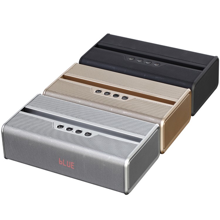 Multi-function FM Transmitter Bluetooth Speaker With LED Clock Display/Phone Stand/TF Card Slot - Black-3