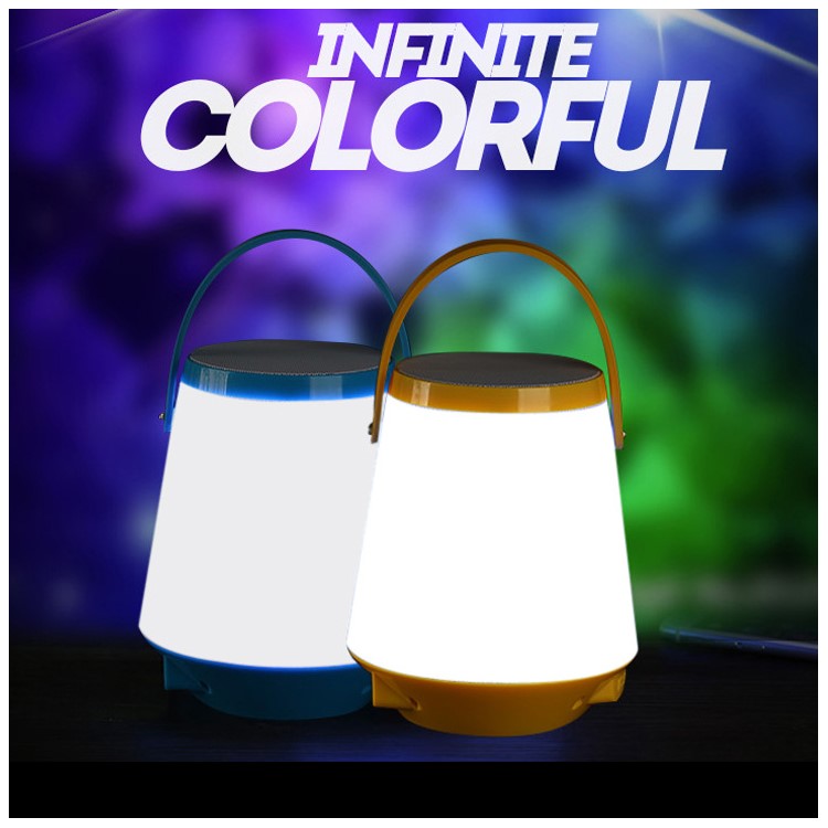 668 Color Changing Smart LED Light Portable Outdoor Wireless Bluetooth Speaker Support USB / TF Card / Aux-in - Black-5