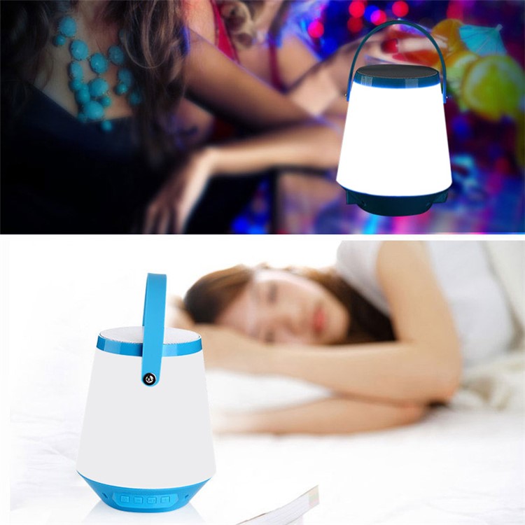 668 Color Changing Smart LED Light Portable Outdoor Wireless Bluetooth Speaker Support USB / TF Card / Aux-in - Black-6