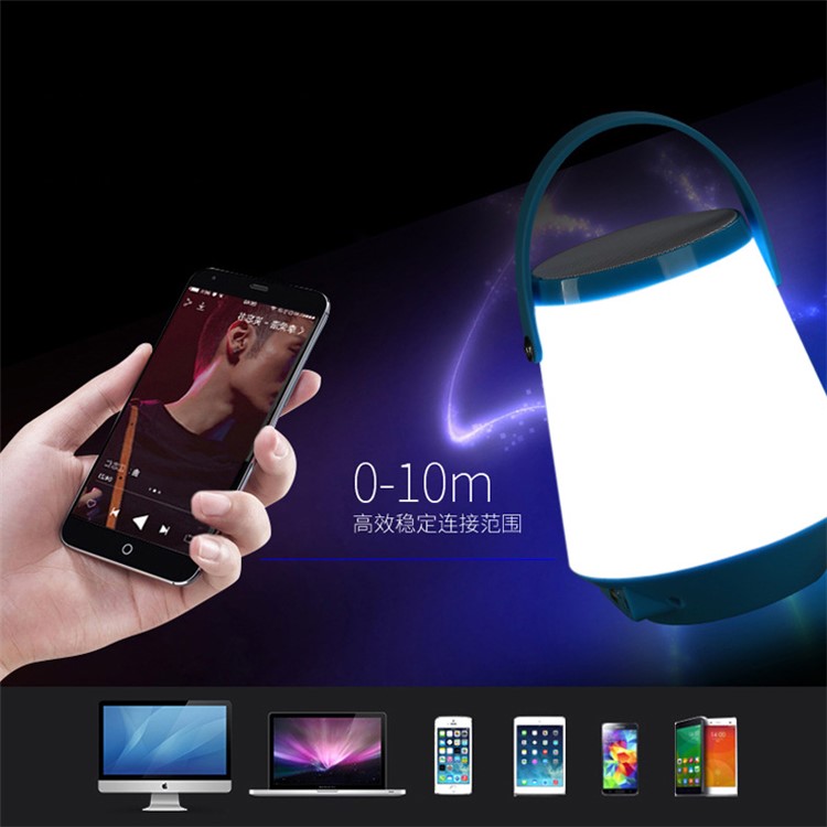 668 Color Changing Smart LED Light Portable Outdoor Wireless Bluetooth Speaker Support USB / TF Card / Aux-in - Black-8