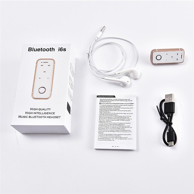 6S Collar Clip Bluetooth Stereo Sports Earphone with Mic and Remote Control - Black-5