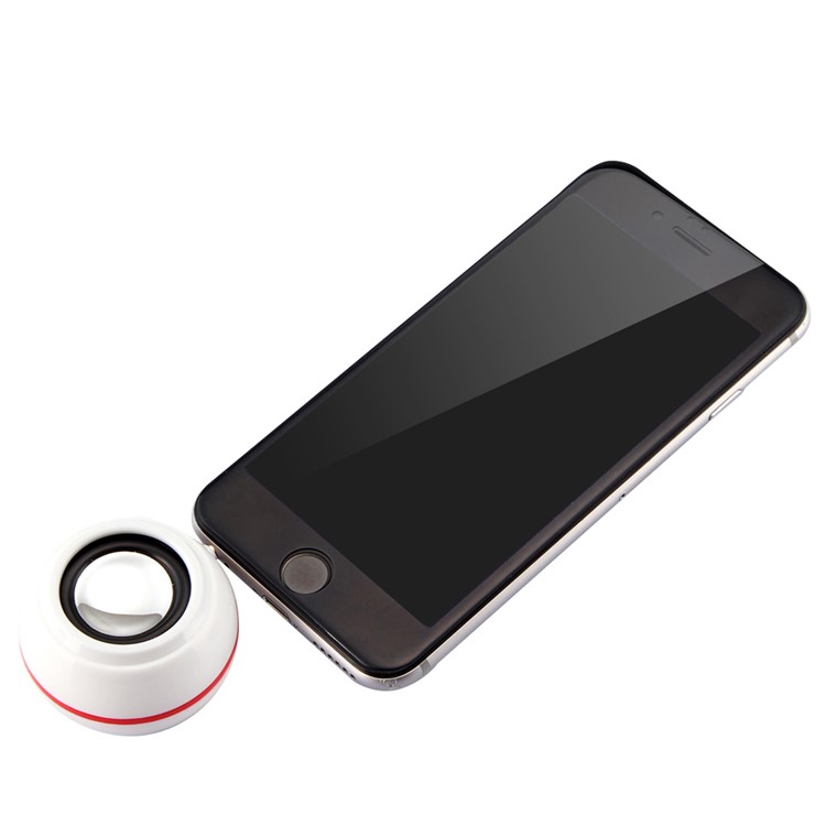 Mini 3.5mm Audio Speaker with 8-LED Selfie Fill-in Light - White-2