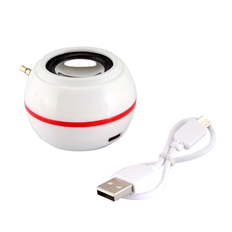 Mini 3.5mm Audio Speaker with 8-LED Selfie Fill-in Light - White-3