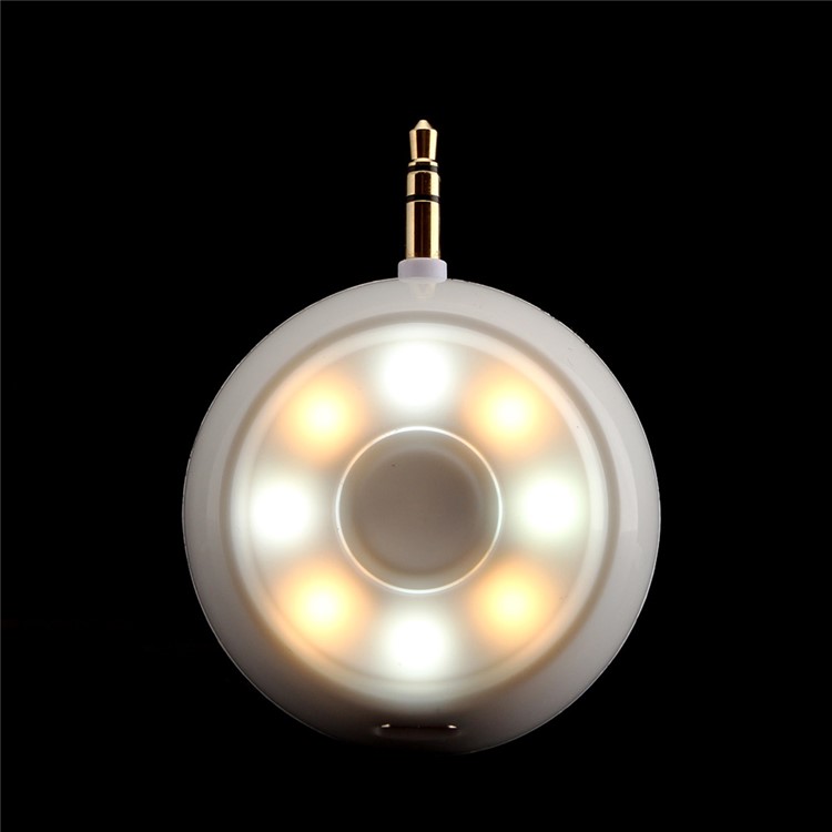Mini 3.5mm Audio Speaker with 8-LED Selfie Fill-in Light - White-7