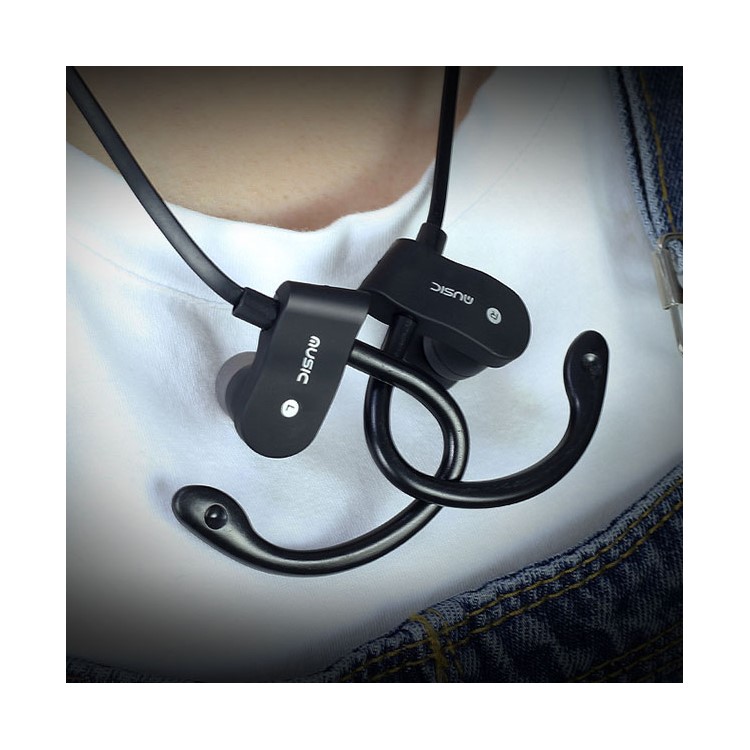Ear Hook Bluetooth 4.1 Headset Sports Earphone with Mic for Samsung S8, Huawei P10 - Black-2