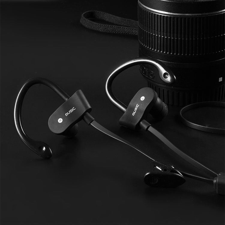 Ear Hook Bluetooth 4.1 Headset Sports Earphone with Mic for Samsung S8, Huawei P10 - Black-3