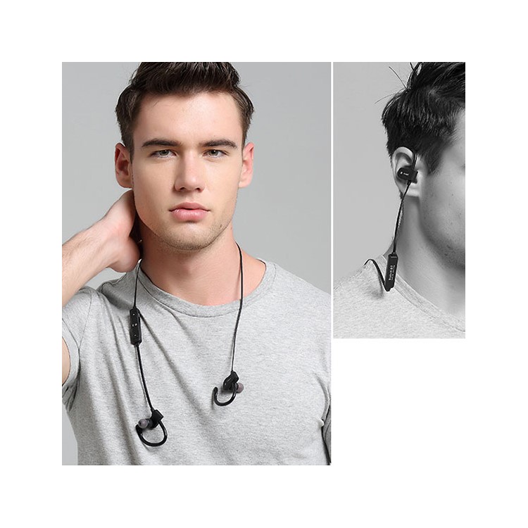 Ear Hook Bluetooth 4.1 Headset Sports Earphone with Mic for Samsung S8, Huawei P10 - Black-4