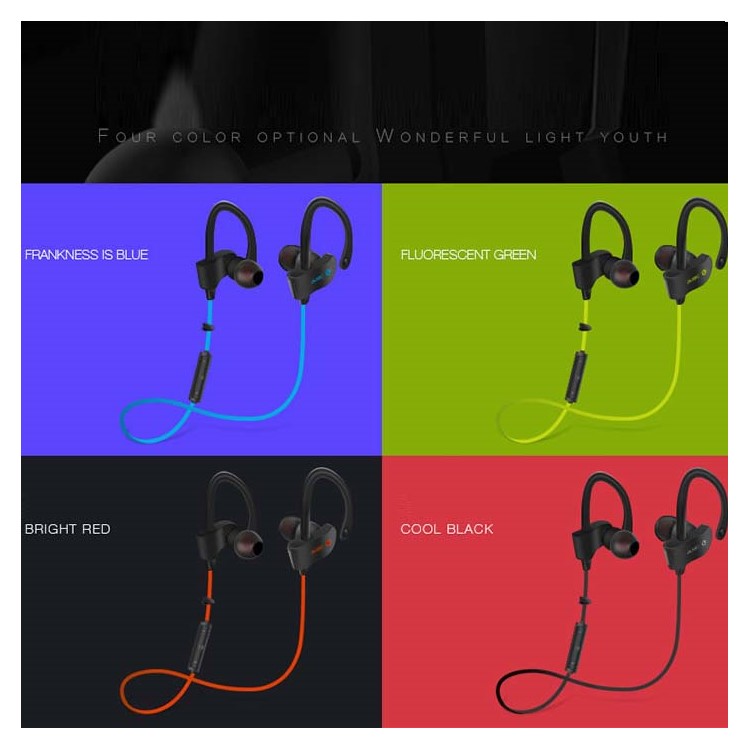 Ear Hook Bluetooth 4.1 Headset Sports Earphone with Mic for Samsung S8, Huawei P10 - Black-5