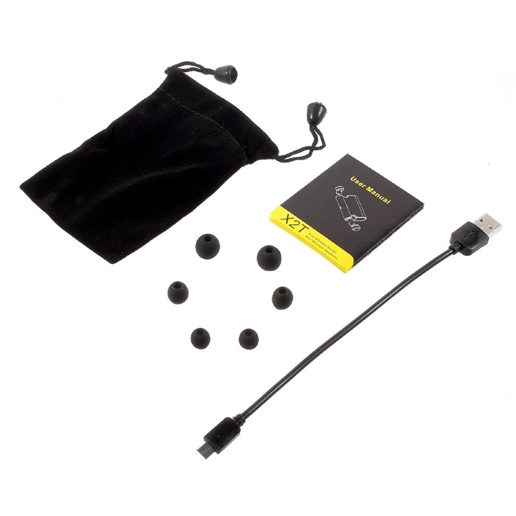 X2T Mini Invisible Wireless Bluetooth V4.2 Stereo Surround Sound Earbuds with Charger Dock Organizer - Black-12