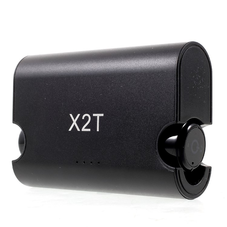 X2T Mini Invisible Wireless Bluetooth V4.2 Stereo Surround Sound Earbuds with Charger Dock Organizer - Black-3