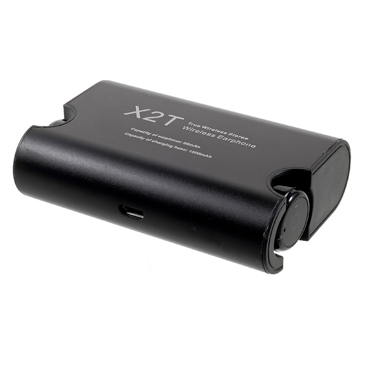 X2T Mini Invisible Wireless Bluetooth V4.2 Stereo Surround Sound Earbuds with Charger Dock Organizer - Black-5