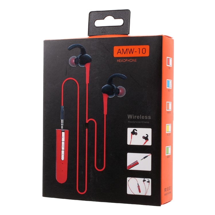 AMW-10 2-in-1 Wireless Bluetooth / Wired In-Ear Sports Headphone Headset with Mic - Red-11