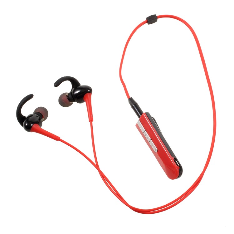 AMW-10 2-in-1 Wireless Bluetooth / Wired In-Ear Sports Headphone Headset with Mic - Red-9