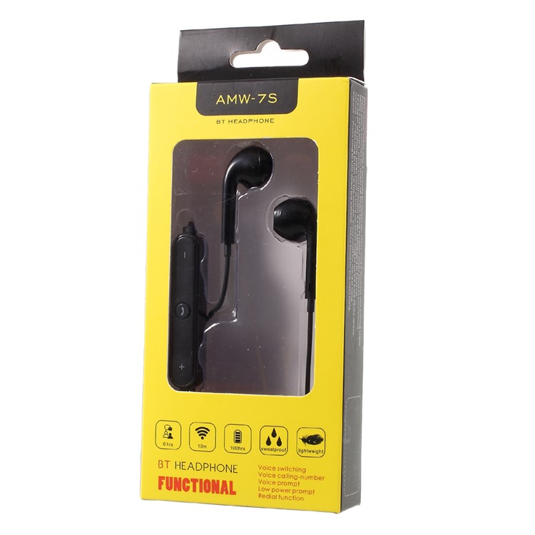 AMW-7s In-ear Bluetooth Earphone Headphone with Microphone for iPhone Samsung etc - Black-5