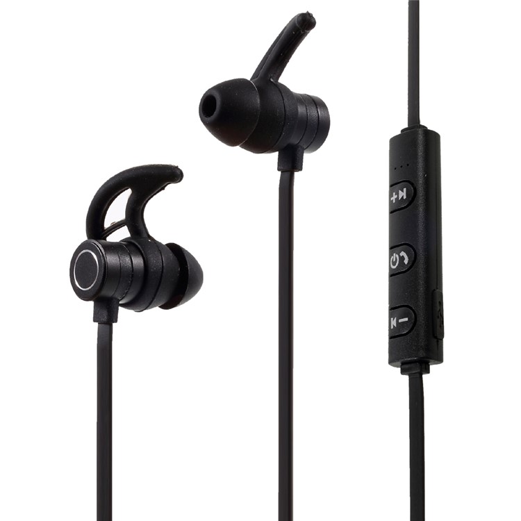 AMW-810S Magnetic Bluetooth In-ear Sports Headphone Support Hands-free Phone Calls with Ear Fins - Black-1