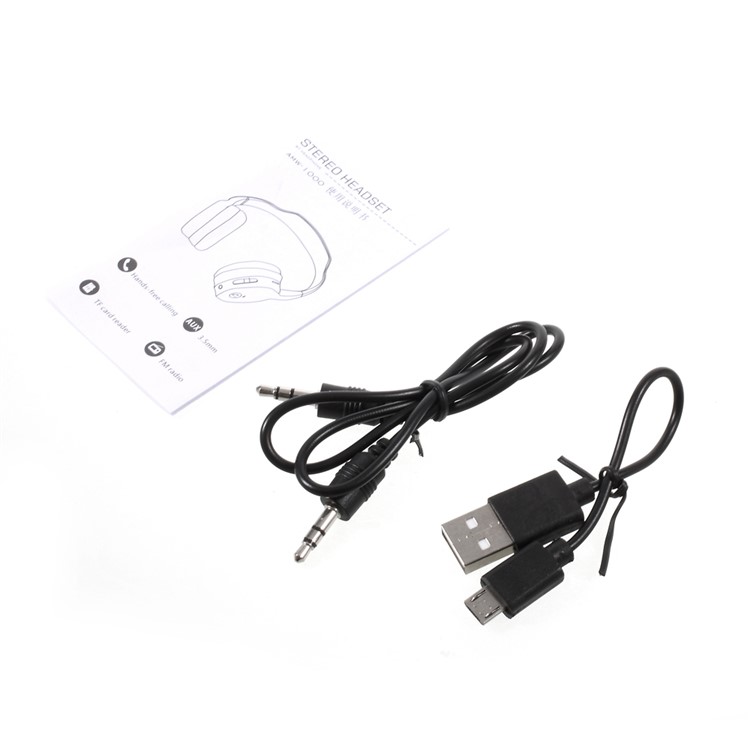 AMW-1000 Wireless Bluetooth Over-ear Headset with Mic/TF Card Slot/Audio Input/FM Radio - Black-8