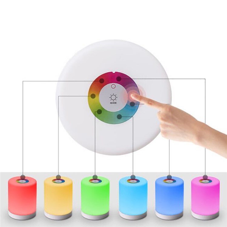 Portable Color Changing 4 Lighting Modes Touch-Sensitive Control Table Lamp Little RGB Night Light - White-1