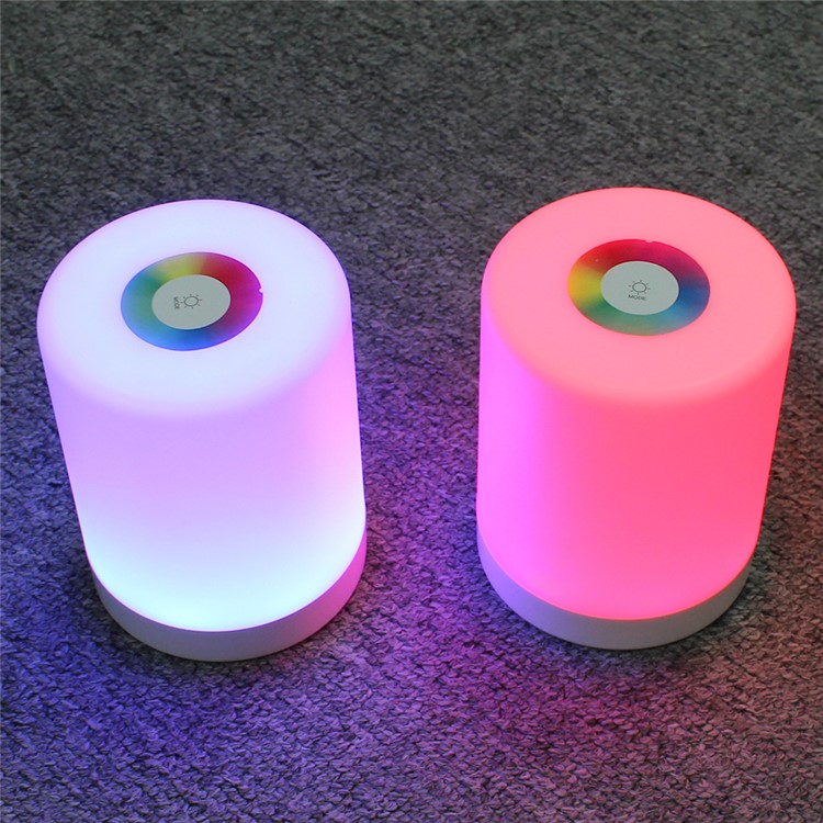 Portable Color Changing 4 Lighting Modes Touch-Sensitive Control Table Lamp Little RGB Night Light - White-12