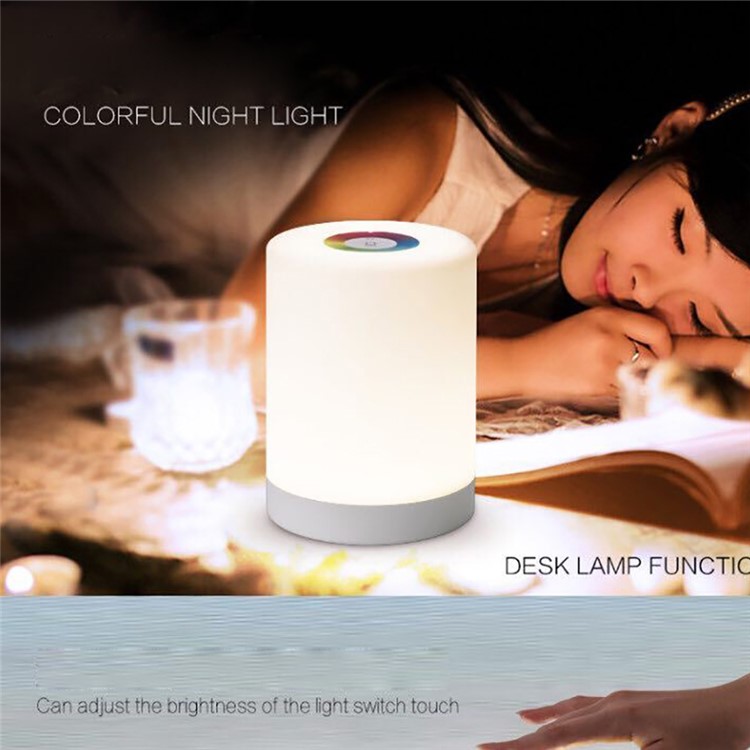 Portable Color Changing 4 Lighting Modes Touch-Sensitive Control Table Lamp Little RGB Night Light - White-13