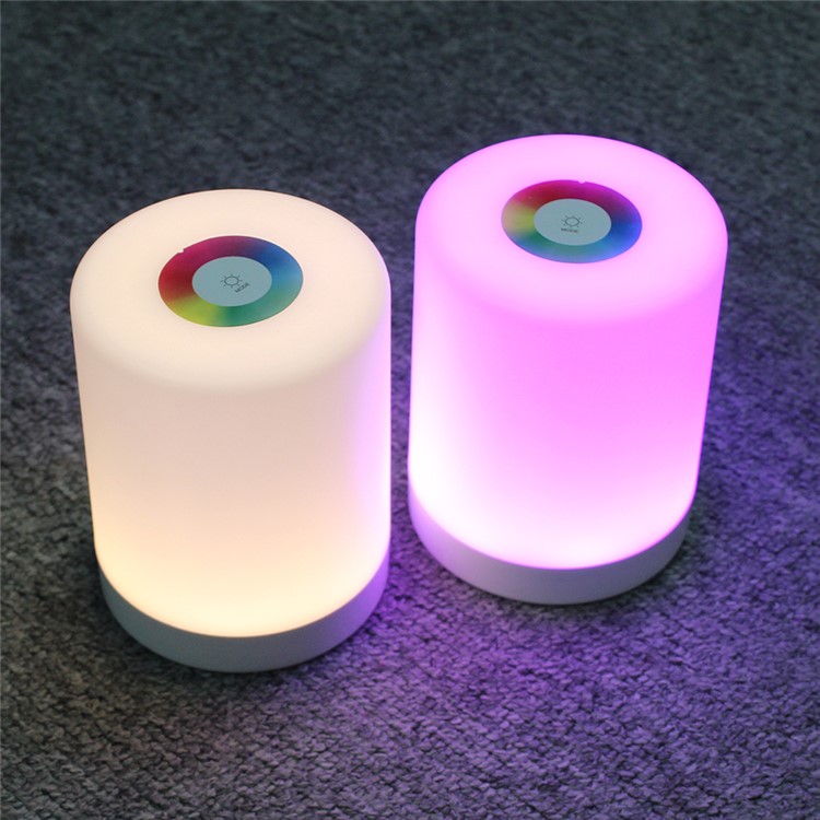 Portable Color Changing 4 Lighting Modes Touch-Sensitive Control Table Lamp Little RGB Night Light - White-4