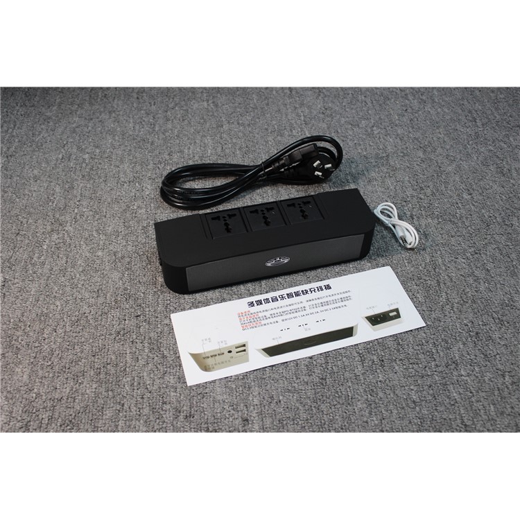 Smart Bluetooth Speaker Music Player with QC3.0 Quick Charging Power Outlet - Black / EU Plug-12