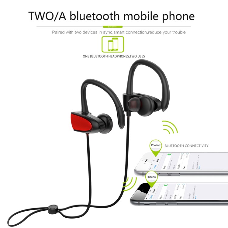 FOZENTO Wireless Bluetooth Sports Stereo Earbud Headset Earphone with Microphone - Red-3